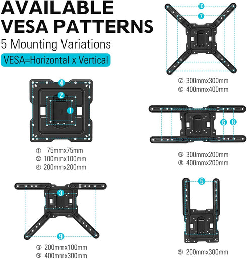 MOUNTUP TV Wall Mounts TV Bracket for Most 26-55 Inches TVs, Full Motion TV Wall Mount with Swivel and Extend 17.7 Inch, TV Mount with Swivel Articulating Arm, Max VESA 400x400mm, MU0009